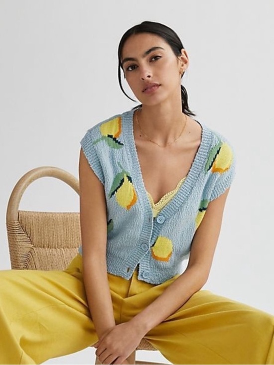 Anthropologie Sweaters - NWT Anthropologie Maeve Melanie Shrunken Lemon Cardigan Sweater - Size XS
